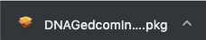 Browser download bar showing DNAGedcomInstaller4.pkg