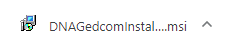 Browser download bar showing DNAGedcomInstaller4.msi